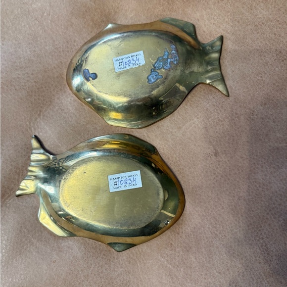 Two Vintage Hampton Brass Fish Dishes Made In India - Picture 4 of 7